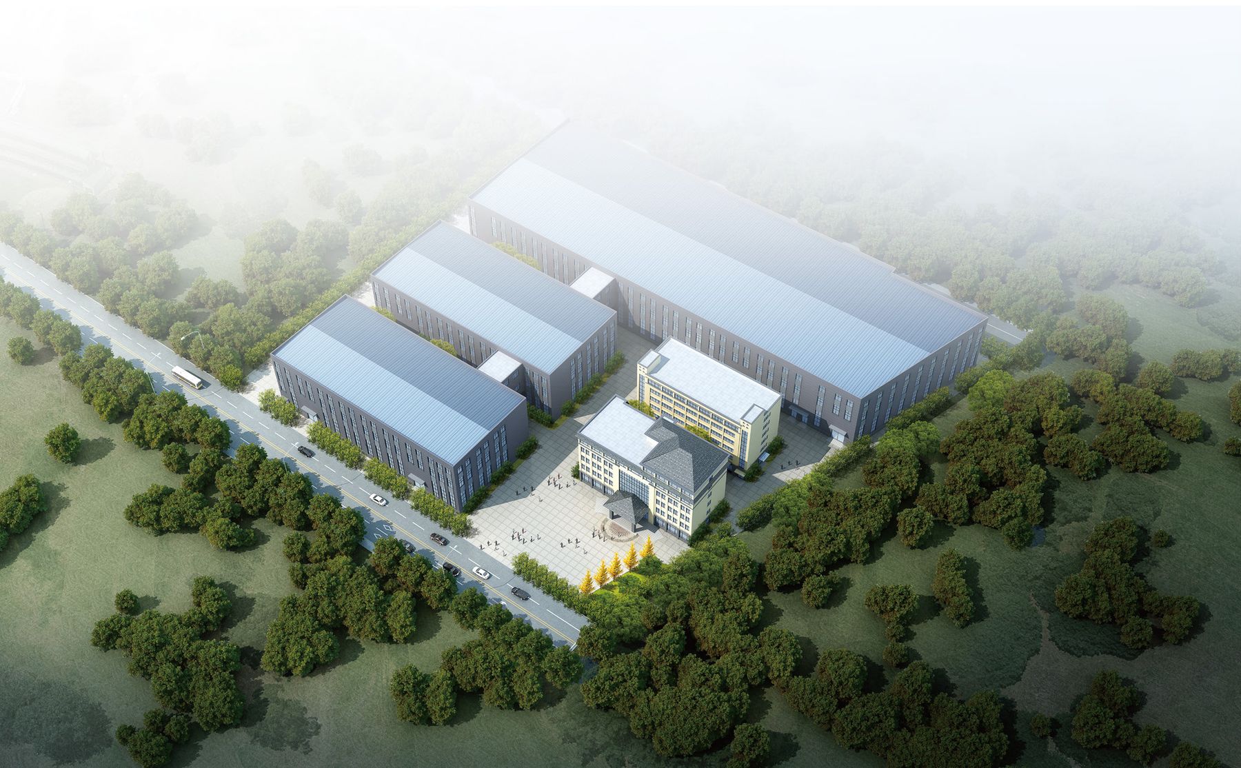 Aerial view of the hose factory campus
