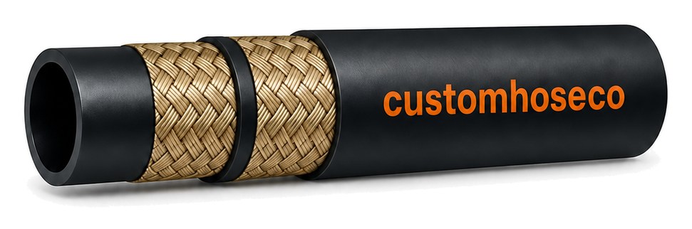 Two-layer steel-wire braided hydraulic hose cutaway
